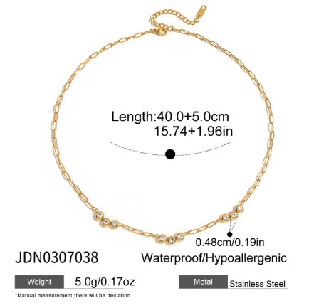 Basic Titanium Steel Zircon Four Leaf Clover Necklace