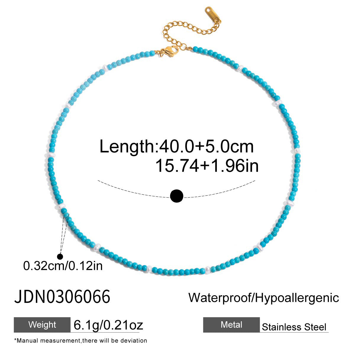 Blue Natural Stone Titanium Steel Necklace Accessory Made Of Stainless Steel