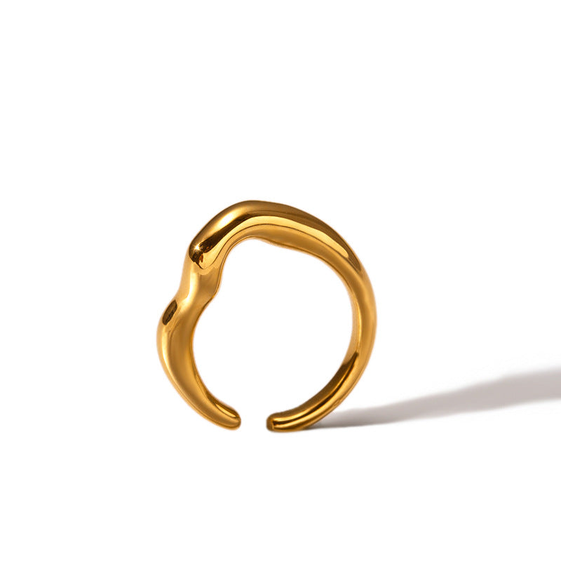 Women's Retro Minority Hammered Opening Couple Rings