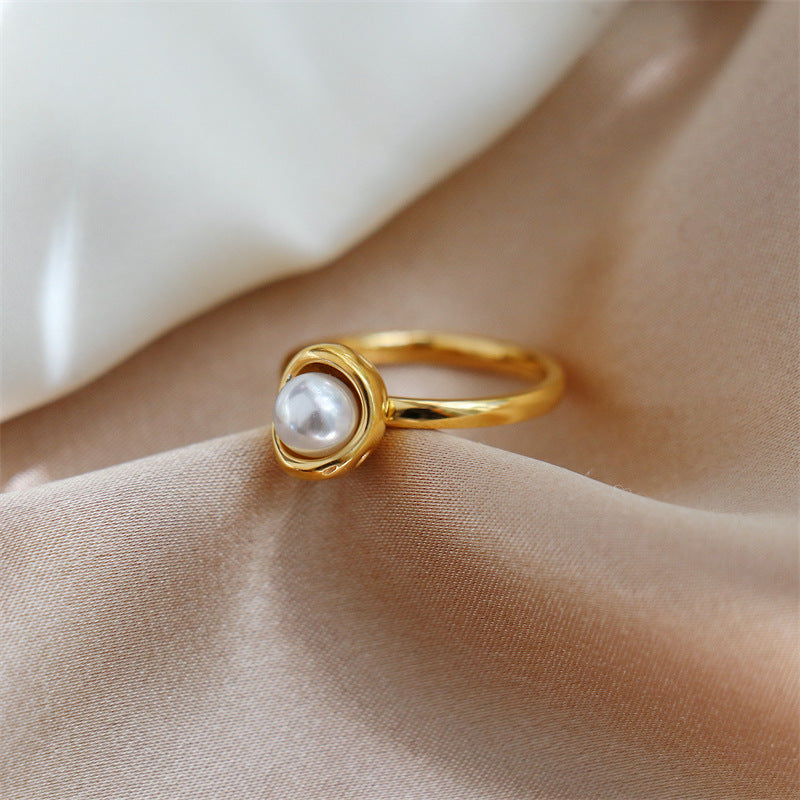Womens Vintage Double-Layer 18K Gold-Plated Ring