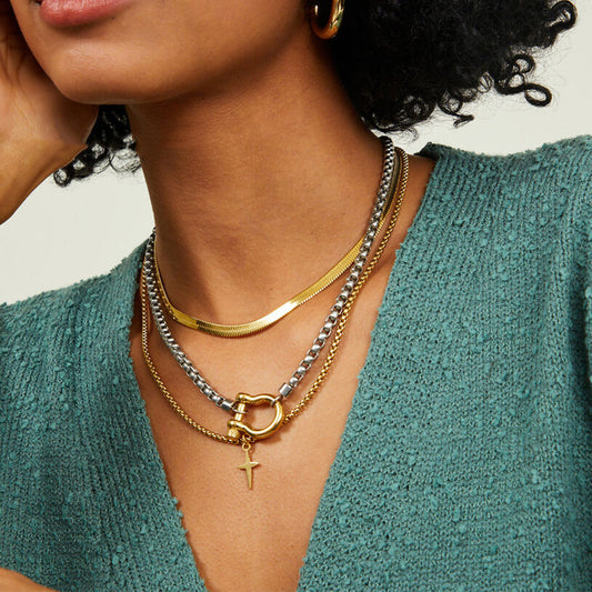 18K Gold High Polished Stainless Steel Necklace