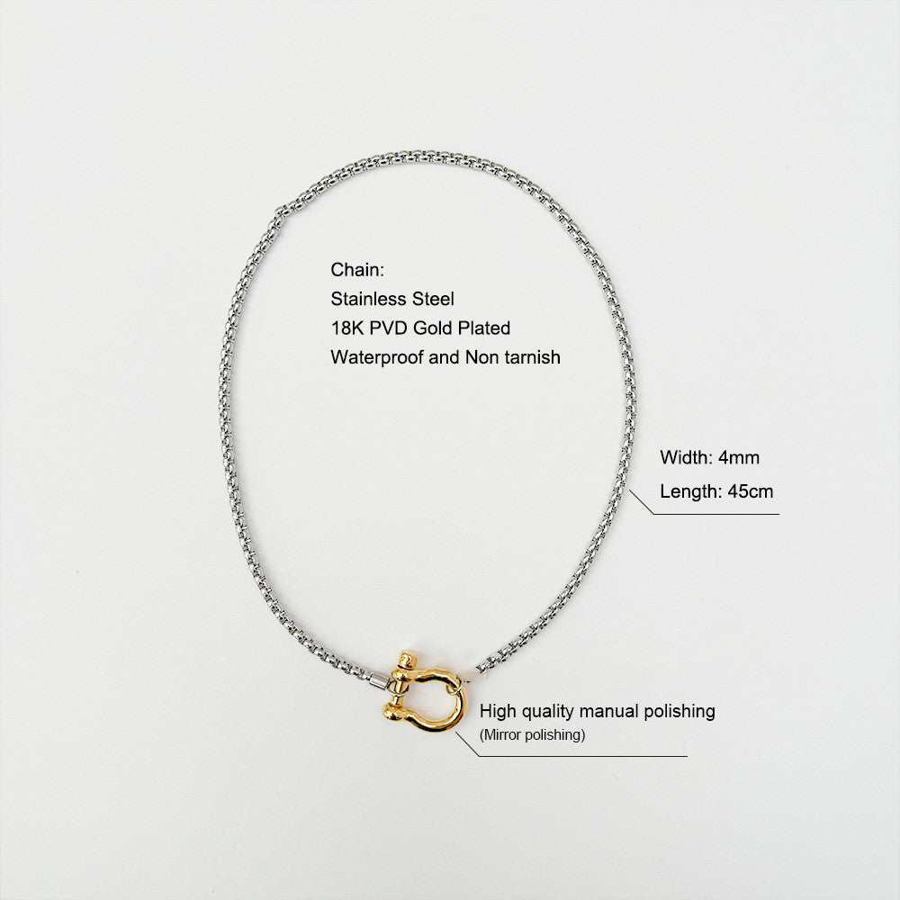 18K Gold High Polished Stainless Steel Necklace