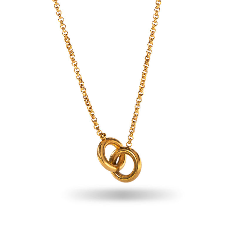 Retro Gold Stainless Steel Titanium Steel Agate Stone Necklace