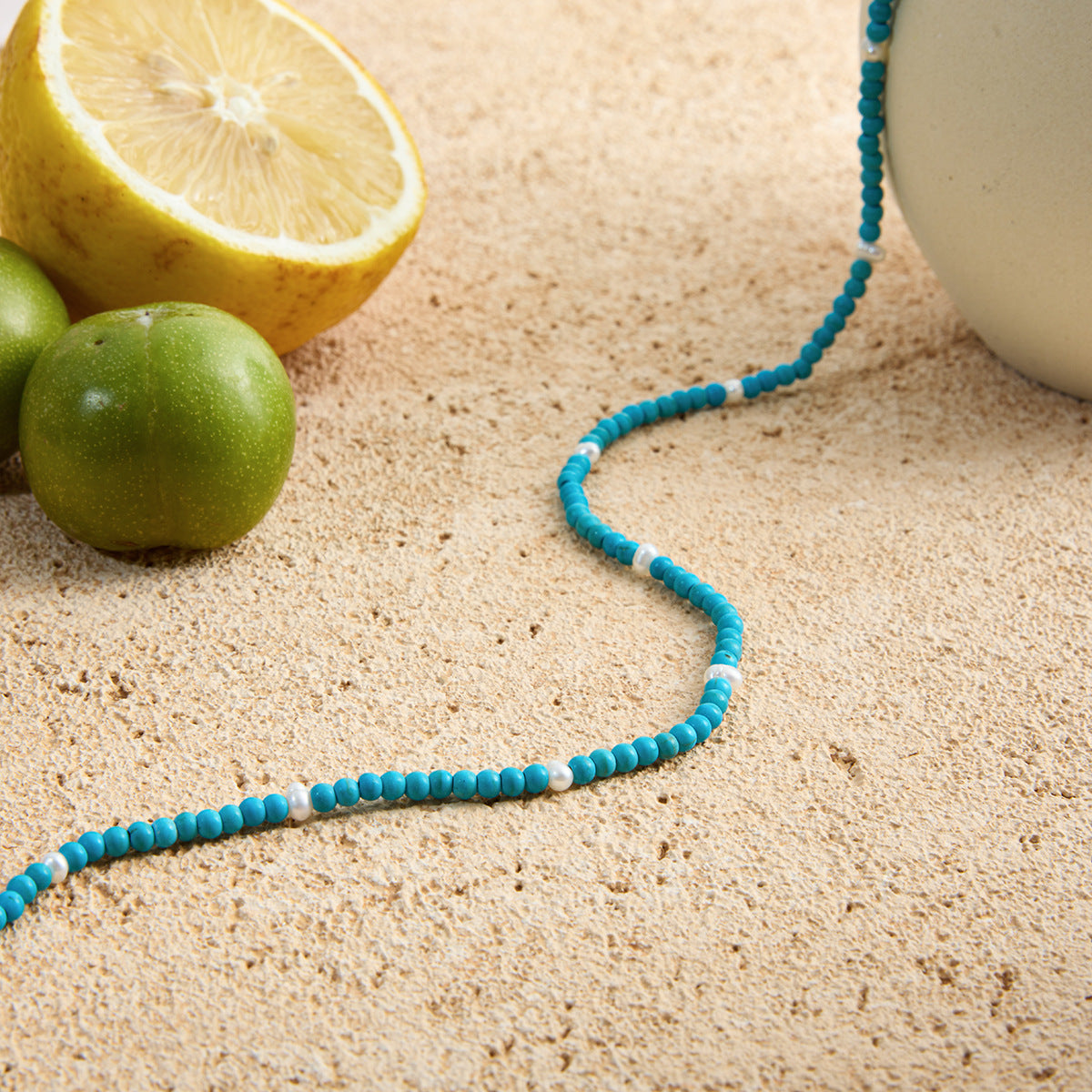 Blue Natural Stone Titanium Steel Necklace Accessory Made Of Stainless Steel
