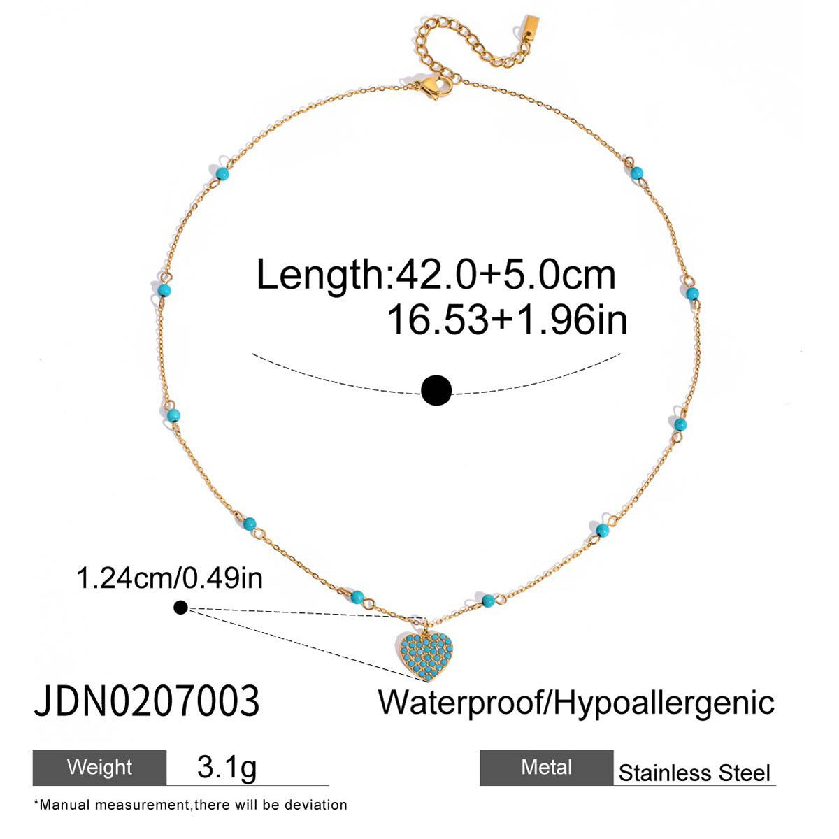 Blue Natural Stone Titanium Steel Necklace Accessory Made Of Stainless Steel