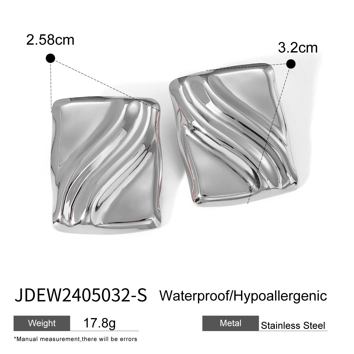 Trendy 18K Gold Stainless Steel Cube Wave Earrings