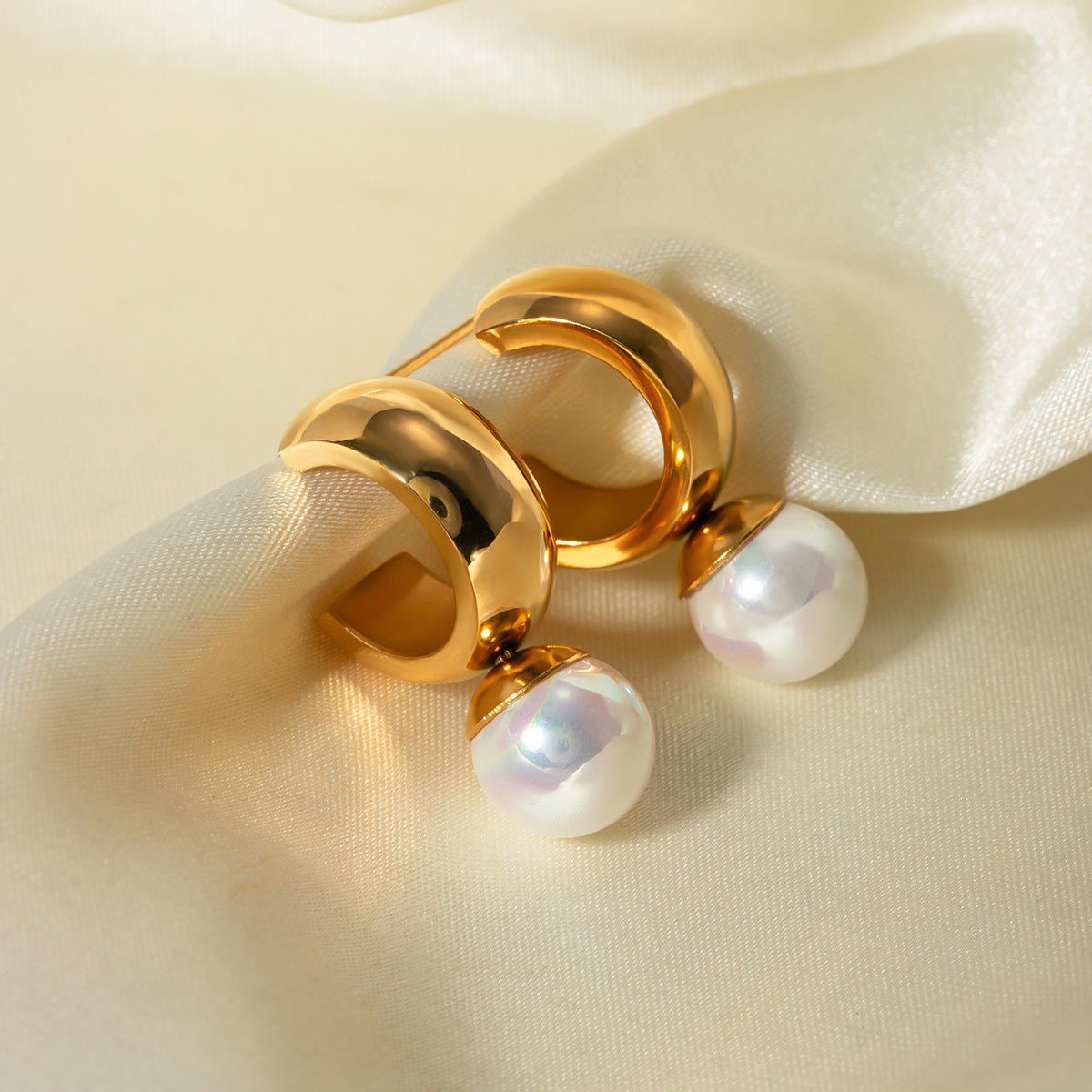 18K Gold Stainless Steel Glossy C- Shaped