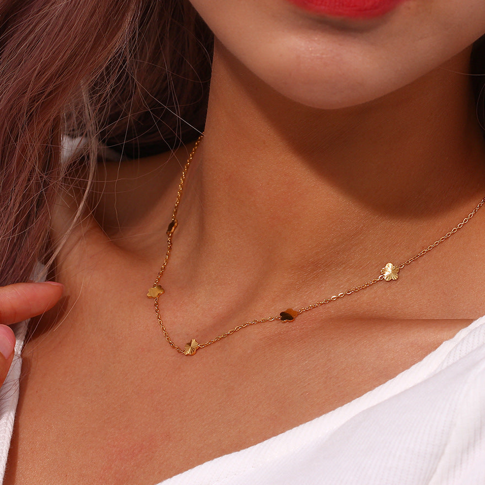 Ins Fashion Simple And Light Luxury Clavicle Chain Jewelry Stainless Steel Plated 18K