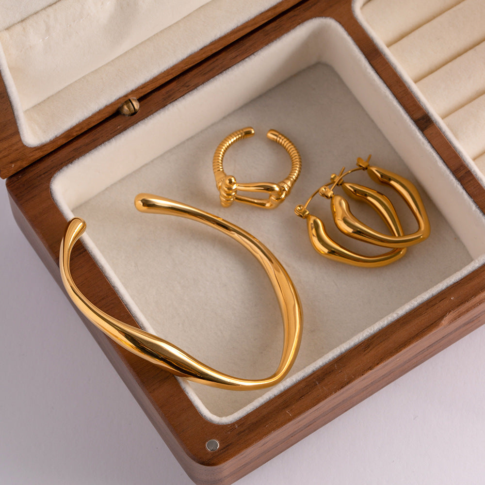 Women’s Gold Plated Stainless Steel Curved Bracelet