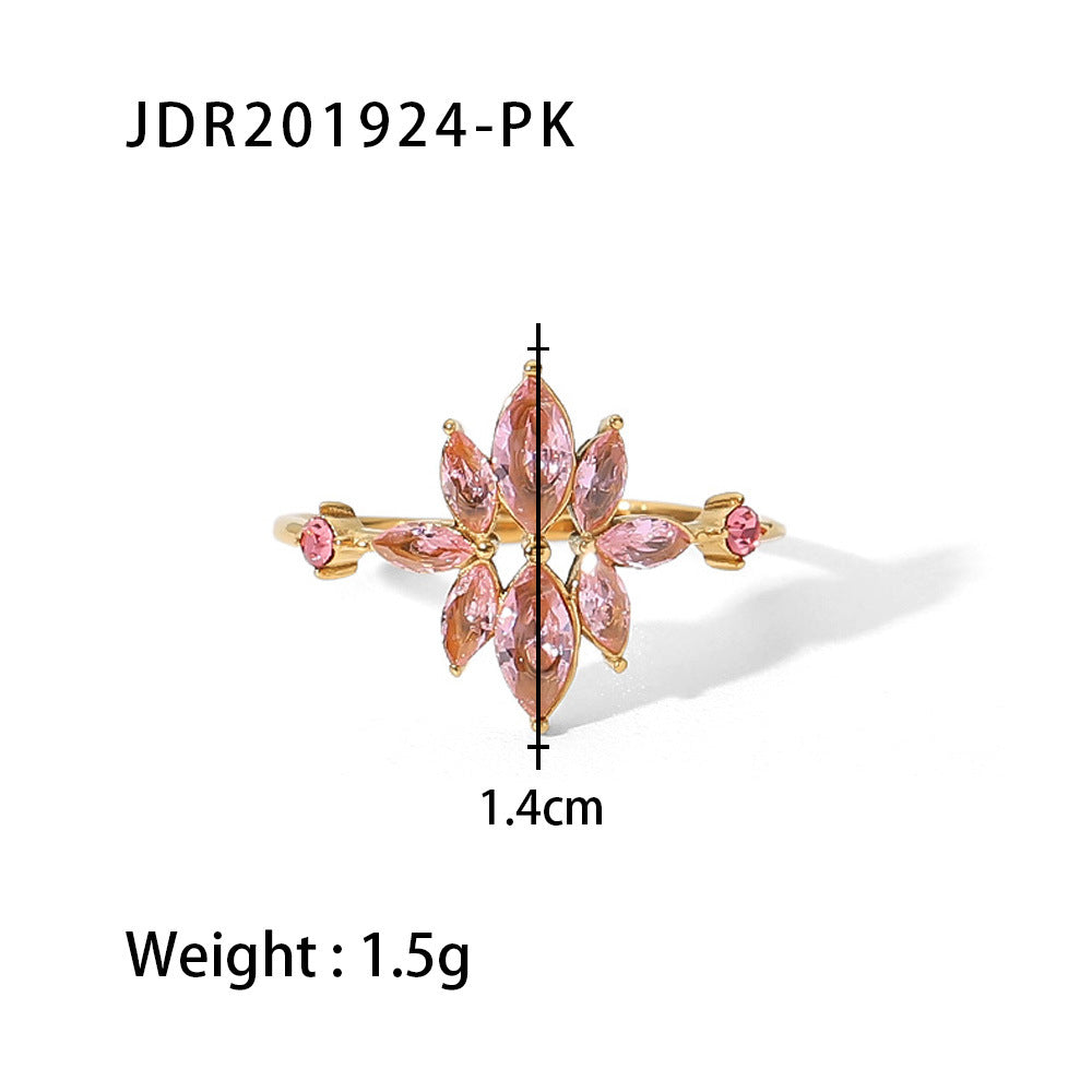Titanium Steel Ring 18K Gold Stainless Steel Inlaid