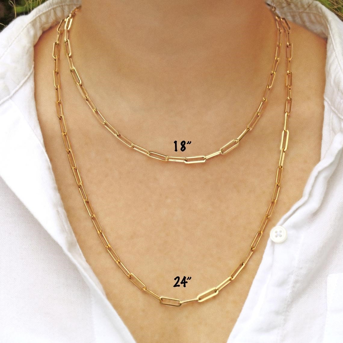 Hot Paperclip Link Chain Women Necklace Stainless Steel Gold