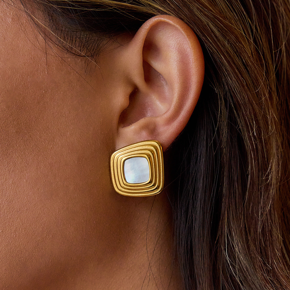 Stainless Steel Resin Light Luxury Titanium Steel Earrings