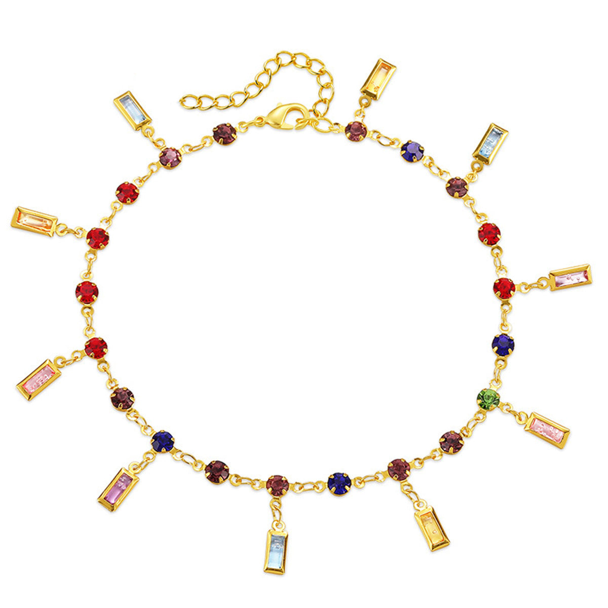 Retro Gold Plated Ankle Chain Color Acrylic 18K Gold Strip