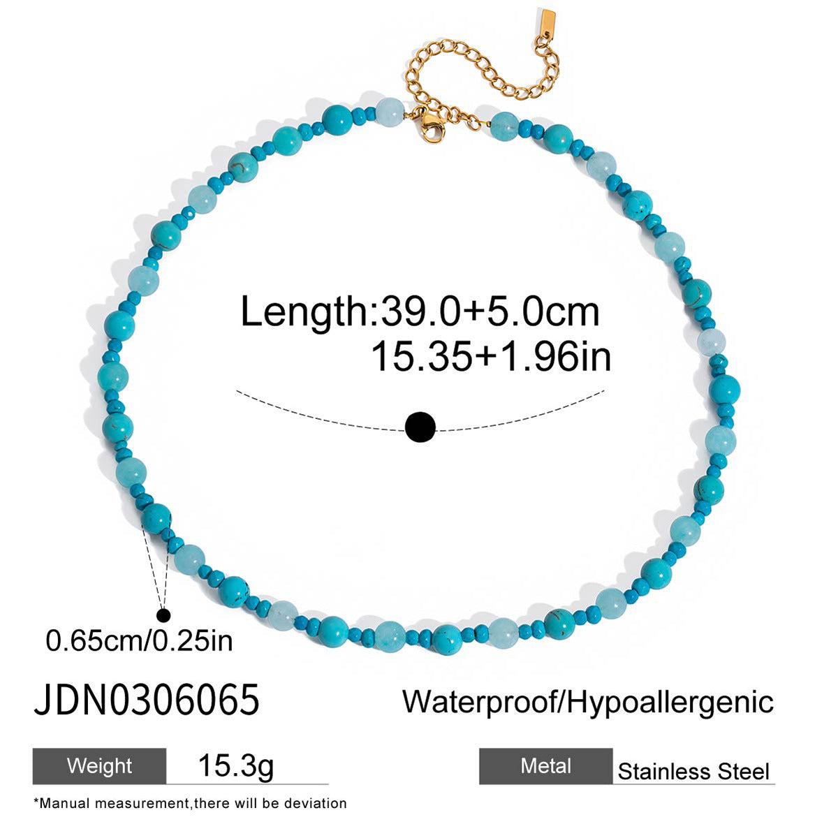 Blue Natural Stone Titanium Steel Necklace Accessory Made Of Stainless Steel