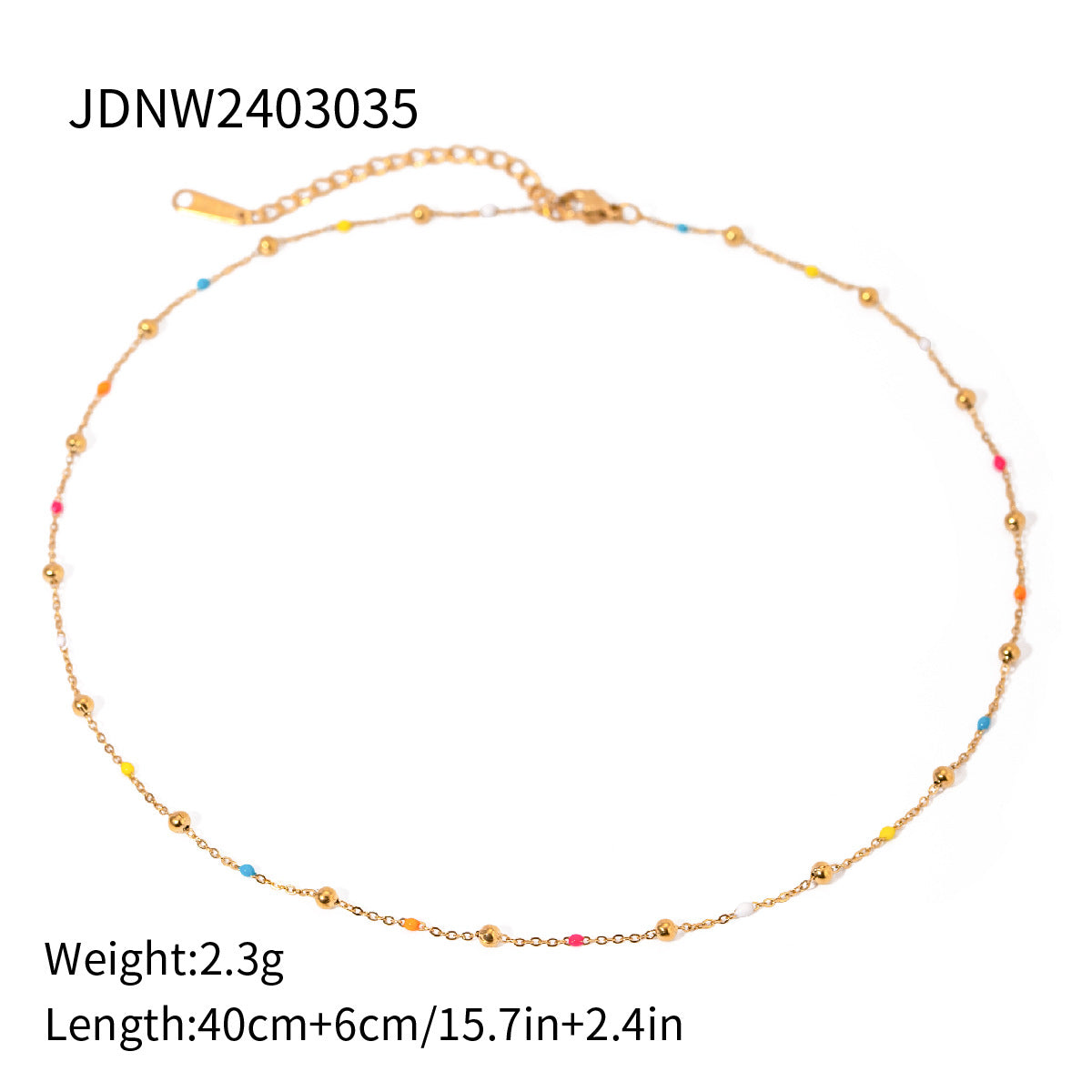 18K Gold Stainless Steel Colored Glass Bead Flower Necklace