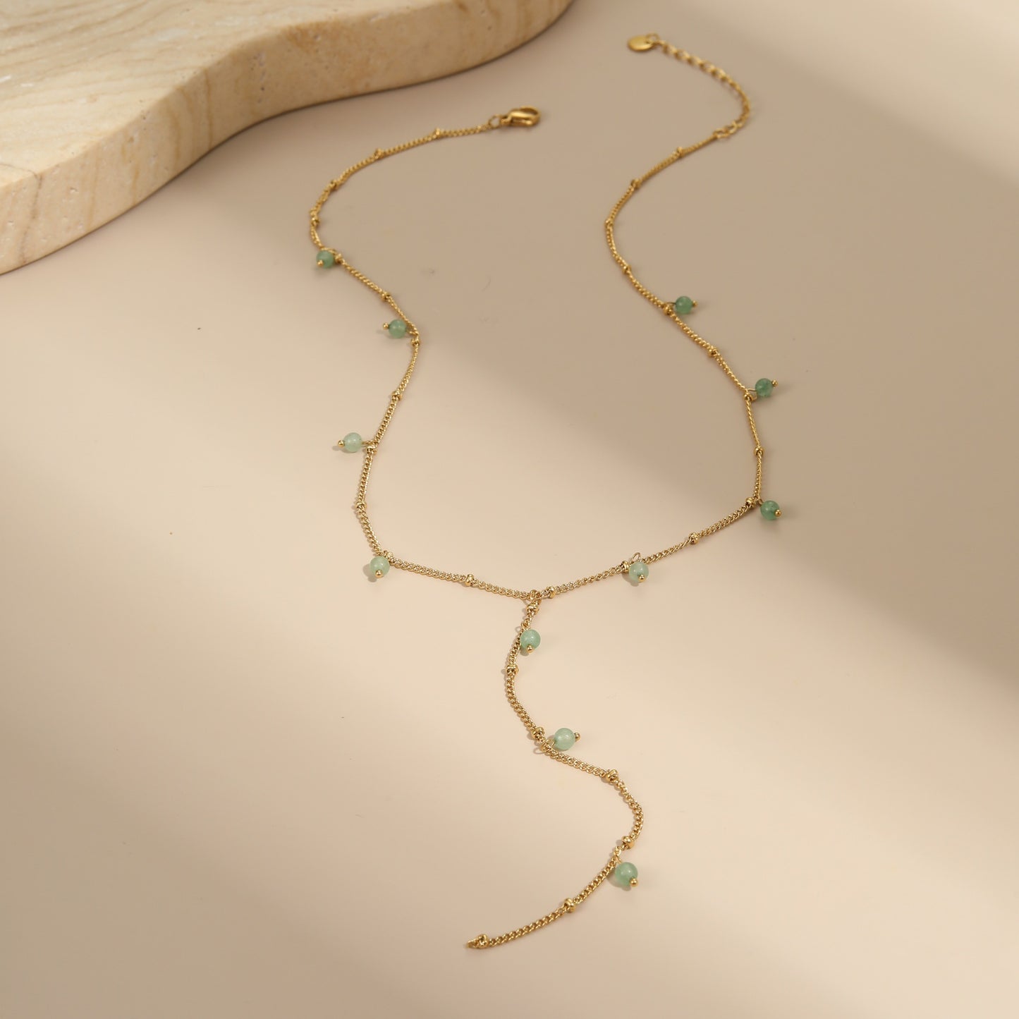 Natural Stone Pendant Paired With A Stainless Steel Necklace