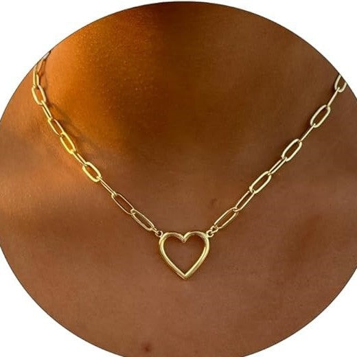 Heart Paperclip Twist Chain Necklace