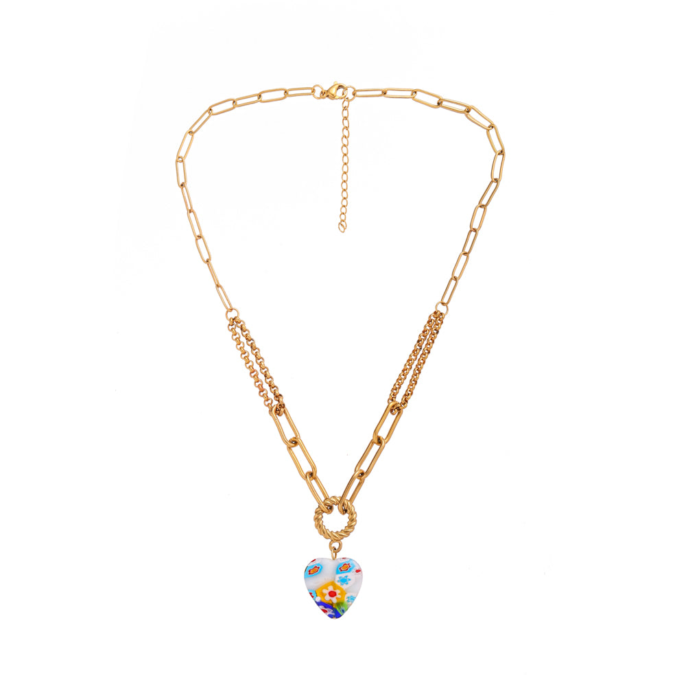 Love Glass Clavicle Chain Versatile Titanium Steel Gold-plated Necklace