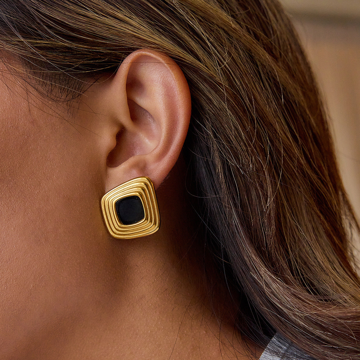 Stainless Steel Resin Light Luxury Titanium Steel Earrings