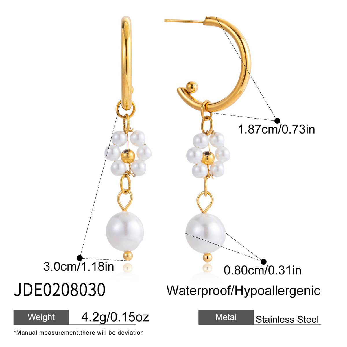 Floral Pearl Stainless Steel Earrings