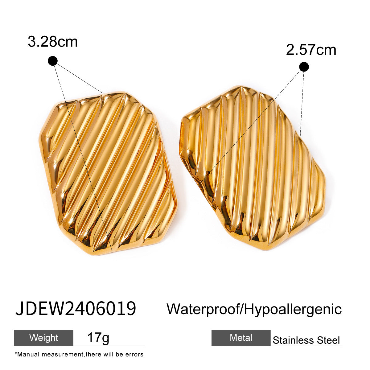 Trendy 18K Gold Stainless Steel Cube Wave Earrings