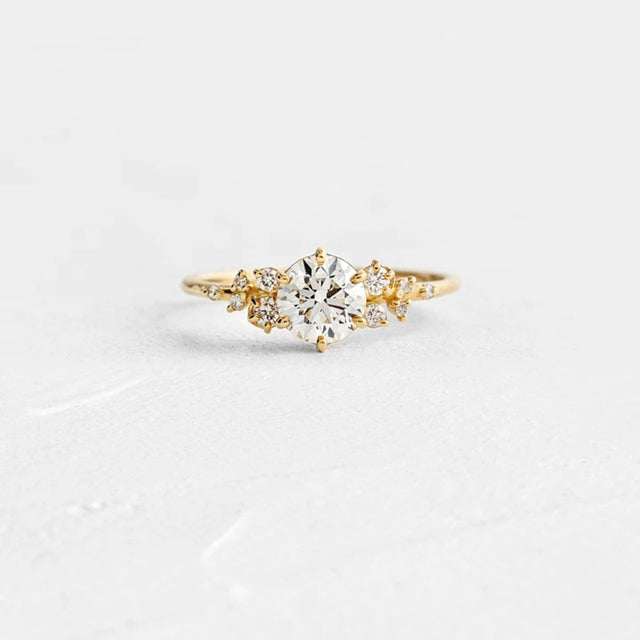 Sterling Silver Round Zircon Crystal Rings Women