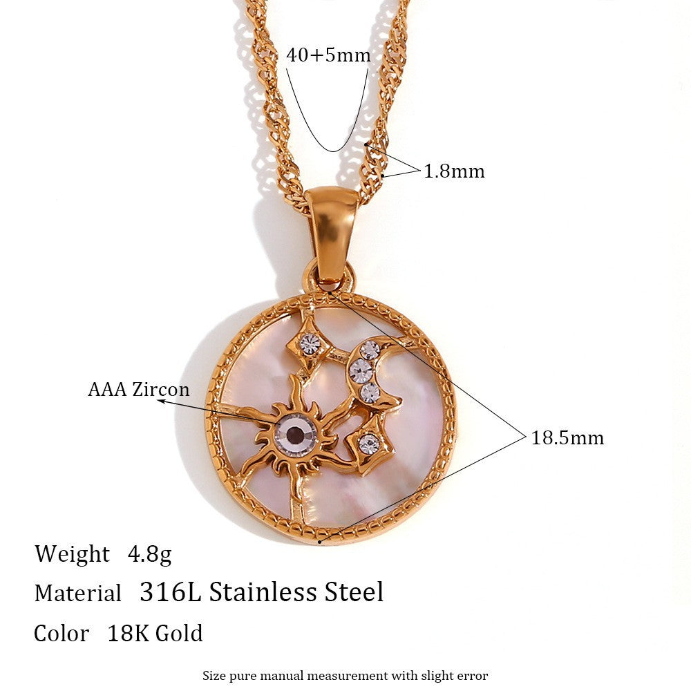 Titanium Steel Pendant Stainless Steel 18K Gold Plated Sun Star Love Heart Necklace For Women