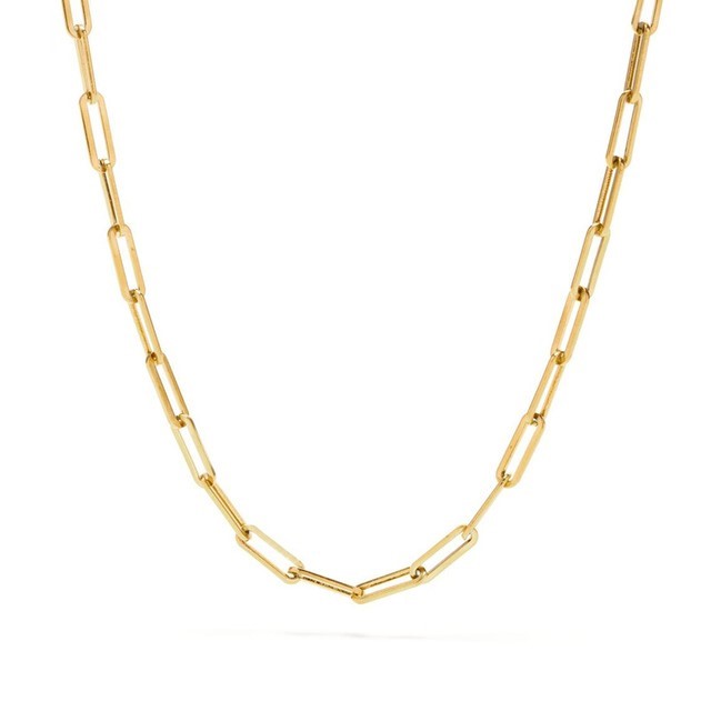 Hot Paperclip Link Chain Women Necklace Stainless Steel Gold