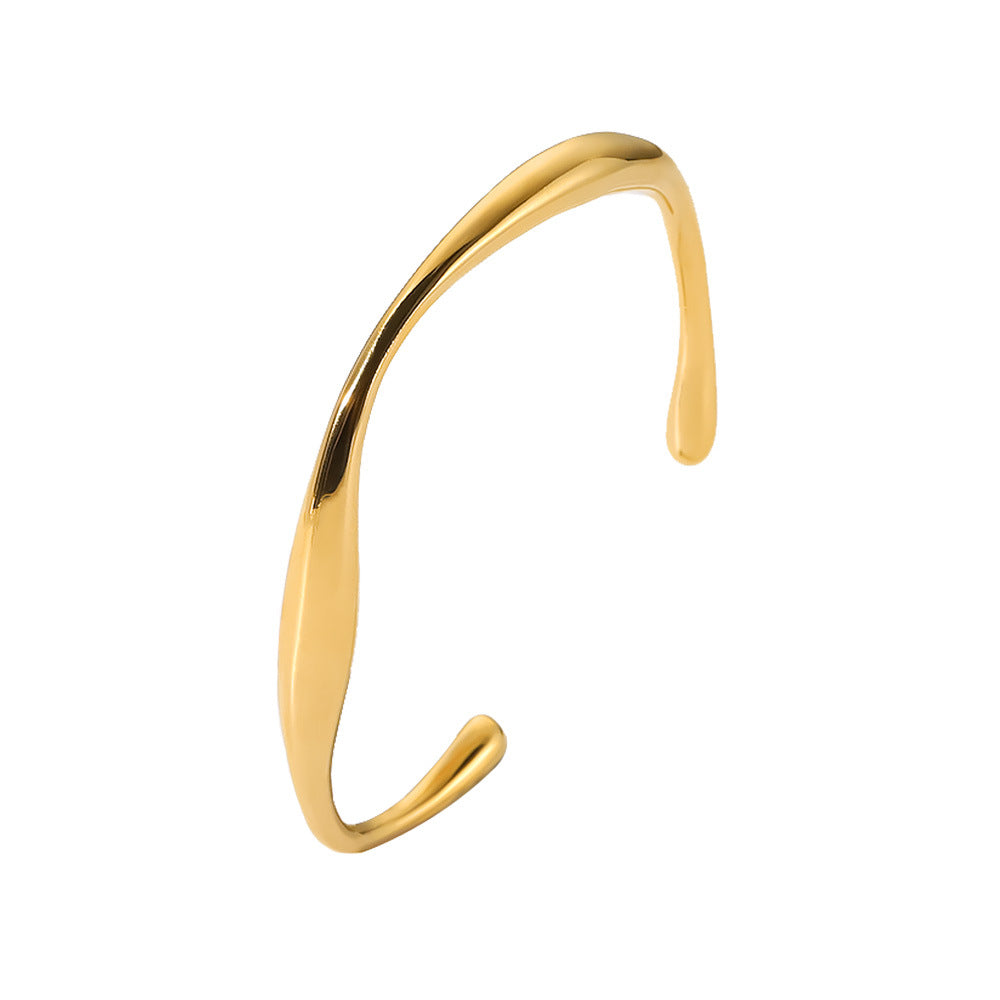 Women’s Gold Plated Stainless Steel Curved Bracelet