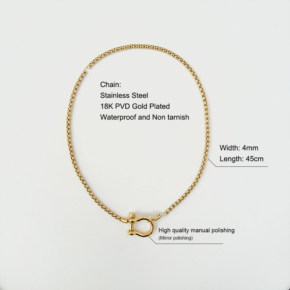 18K Gold High Polished Stainless Steel Necklace