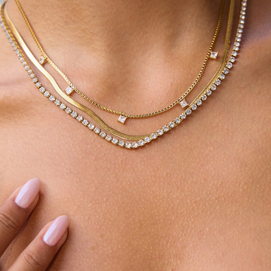 18K Gold Stainless Steel Three-layer Necklace For Women