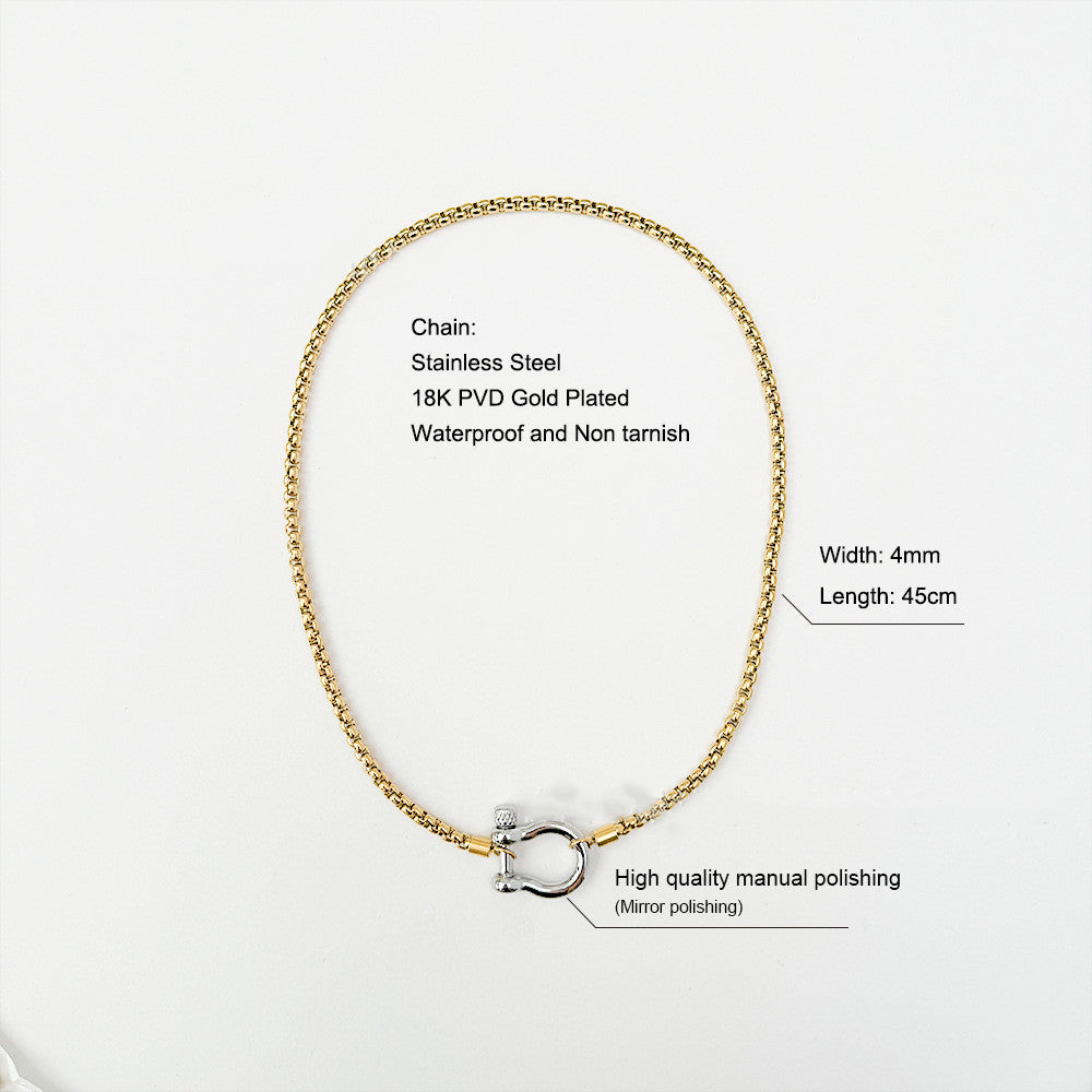 18K Gold High Polished Stainless Steel Necklace