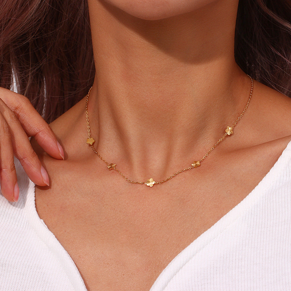 Ins Fashion Simple And Light Luxury Clavicle Chain Jewelry Stainless Steel Plated 18K