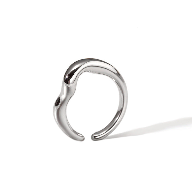 Women's Retro Minority Hammered Opening Couple Rings