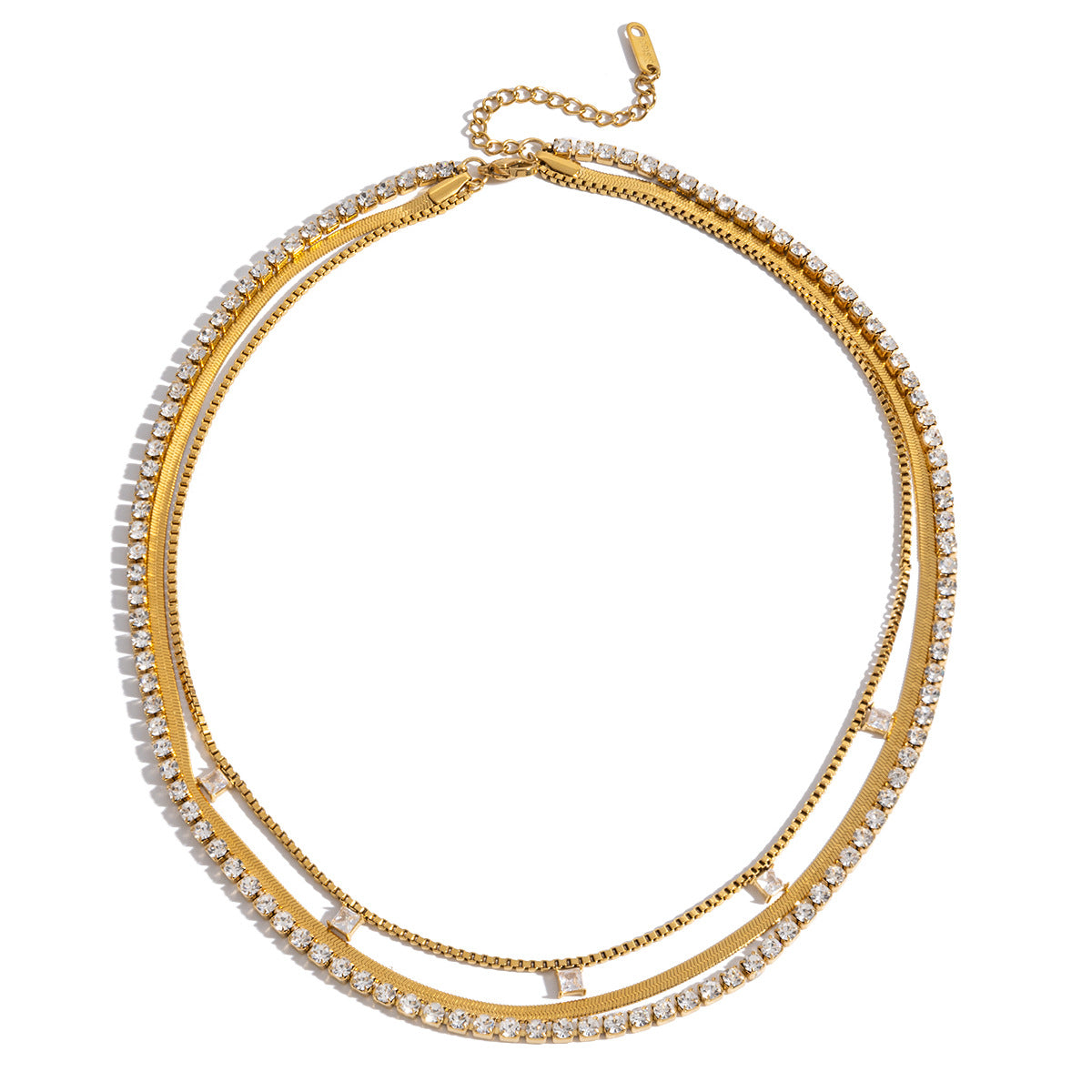 18K Gold Stainless Steel Three-layer Necklace For Women