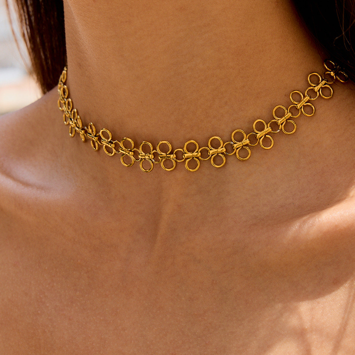 Titanium Steel Four-Leaf Clover Sophisticated Collarbone Chain Titanium Steel Necklace
