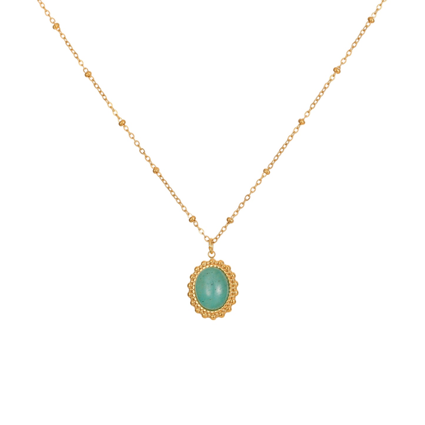 Natural Stone Pendant Paired With A Stainless Steel Necklace