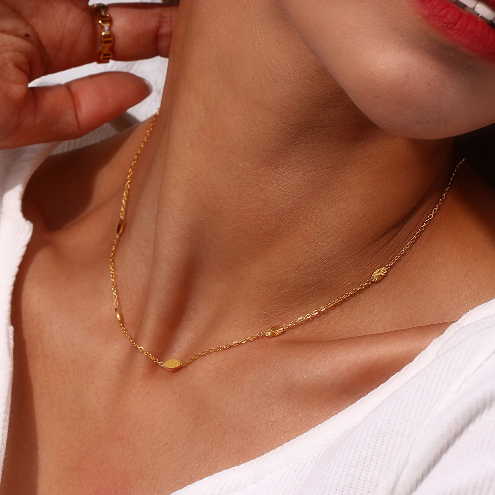 Ins Fashion Simple And Light Luxury Clavicle Chain Jewelry Stainless Steel Plated 18K