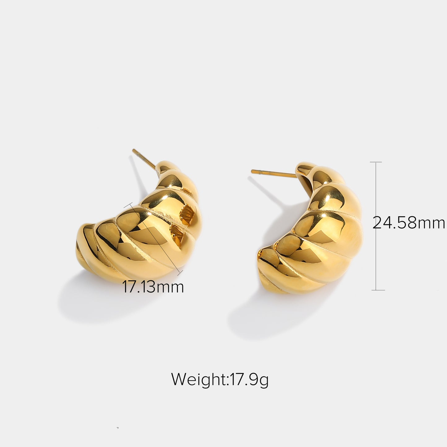 Large Titanium Steel Croissant Stud Earrings Bee Shape Stainless Steel