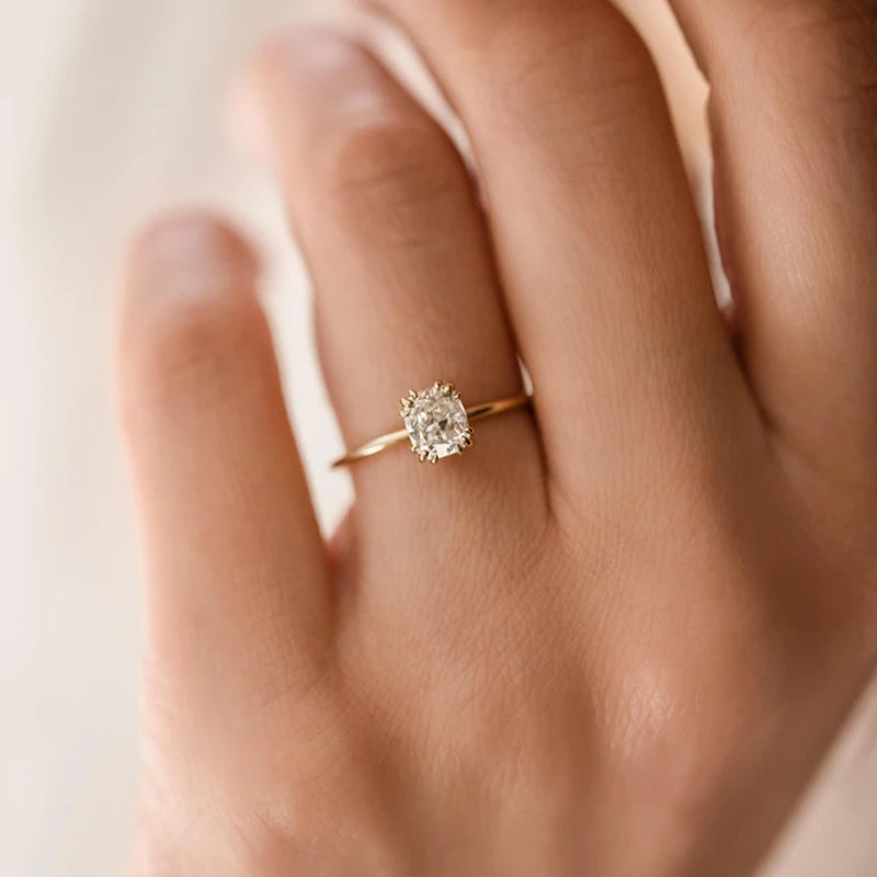 Sterling Silver Round Zircon Crystal Rings Women