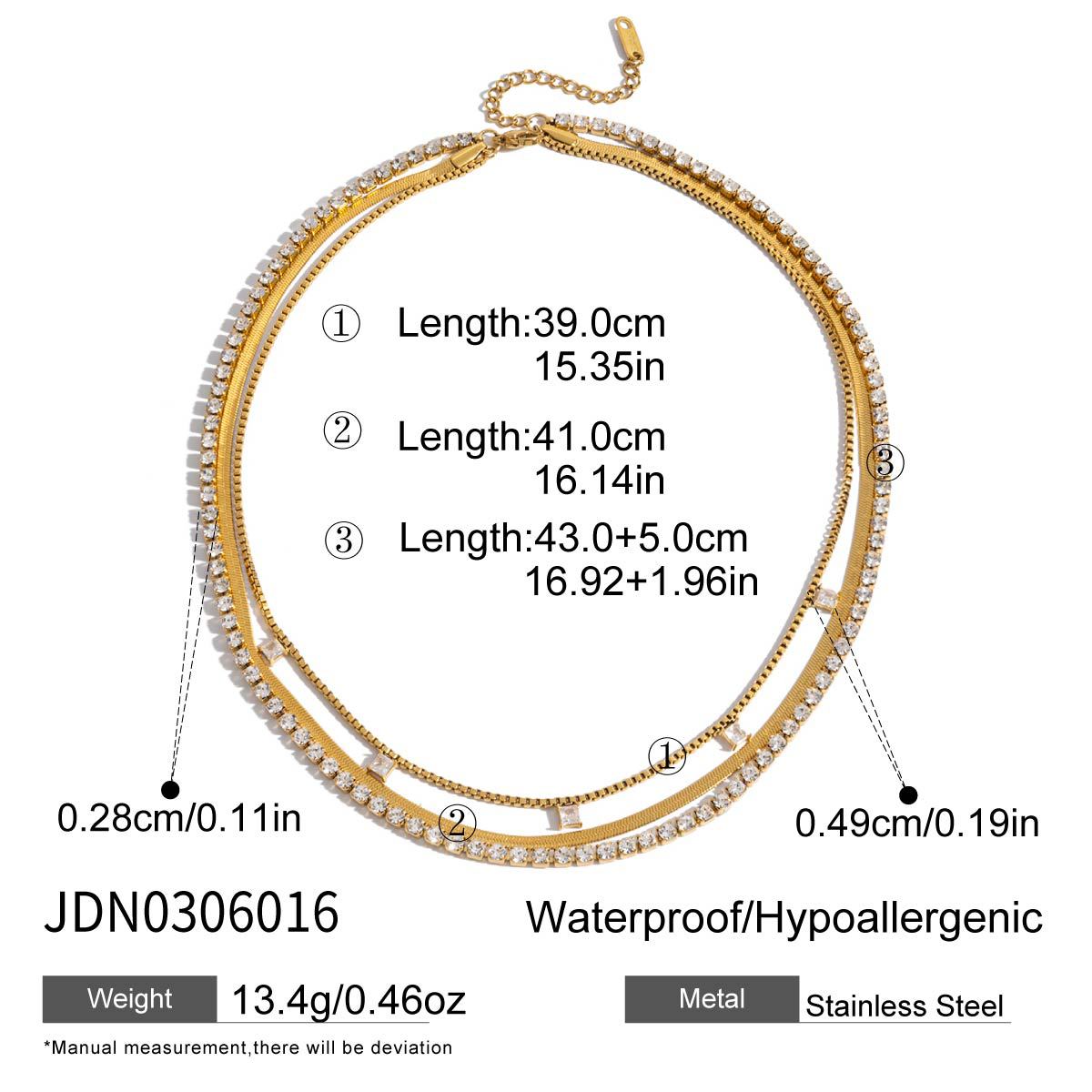 18K Gold Stainless Steel Three-layer Necklace For Women