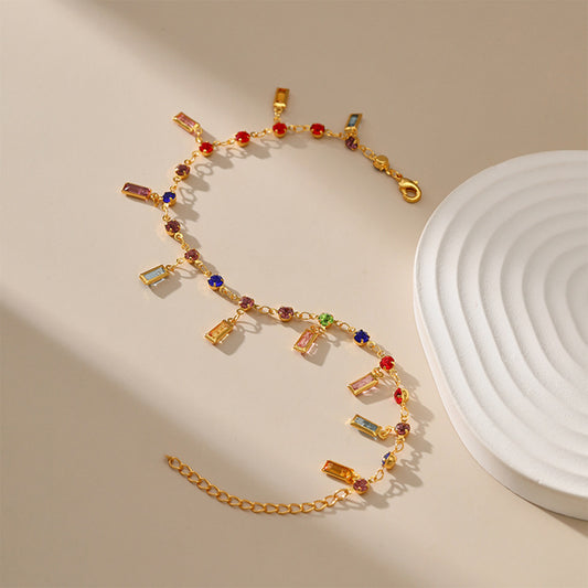Retro Gold Plated Ankle Chain Color Acrylic 18K Gold Strip