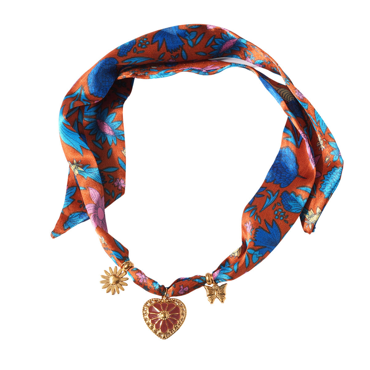 European And American Stainless Steel Fabric Love Inlaid Necklace Light Luxury
