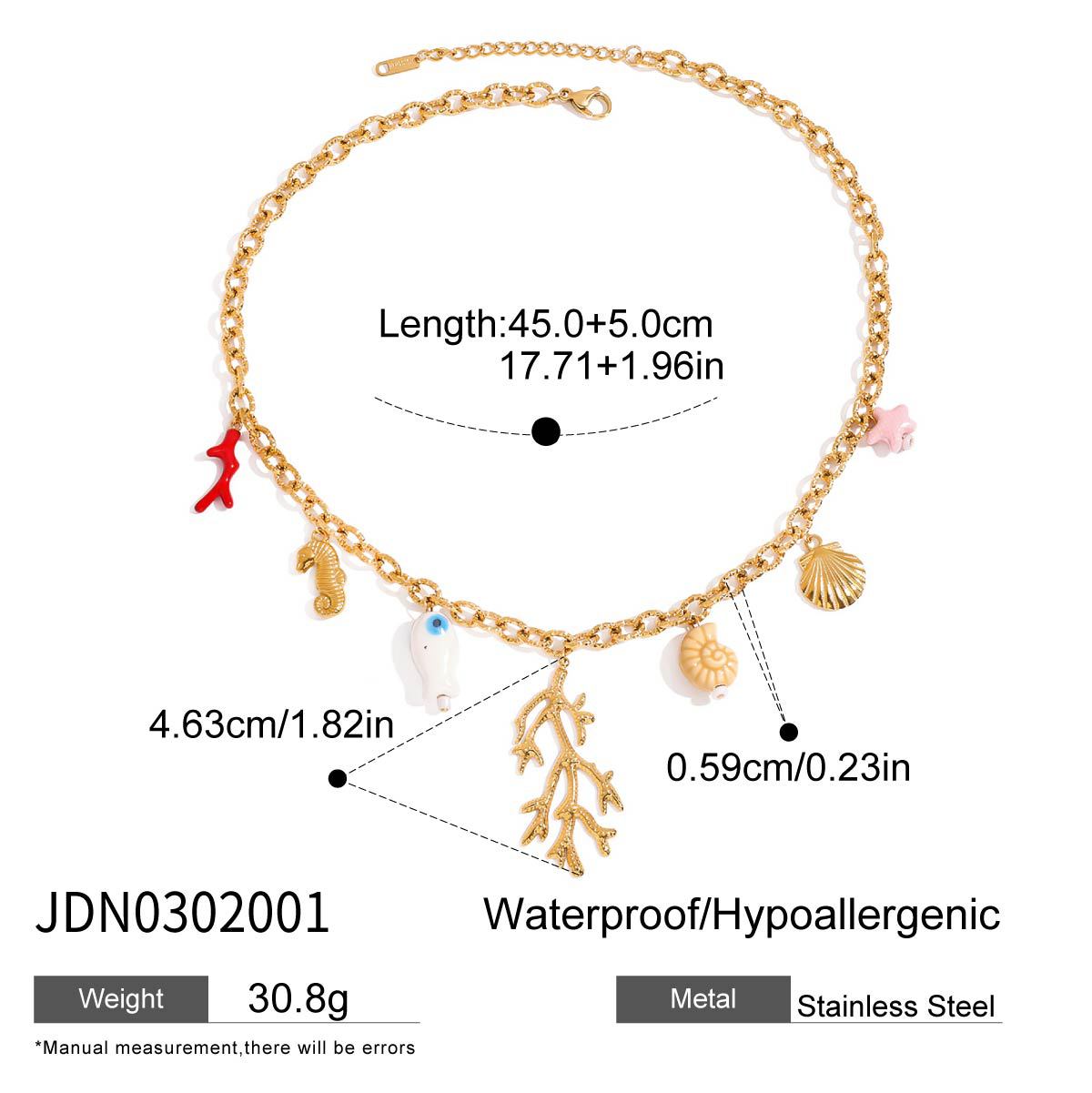 18K Gold Stainless Steel Oil Dripping Pepper Starfish Fish Conch Seahorse Pendant