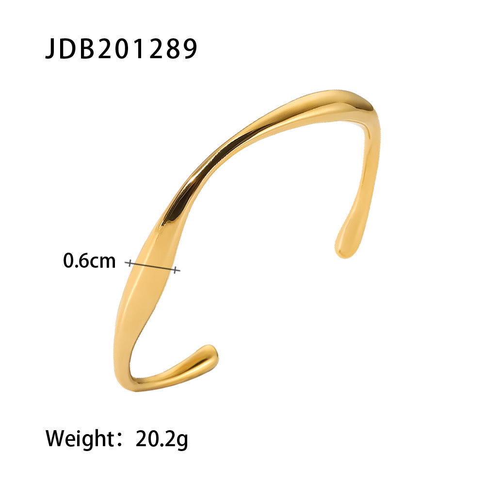 Women’s Gold Plated Stainless Steel Curved Bracelet