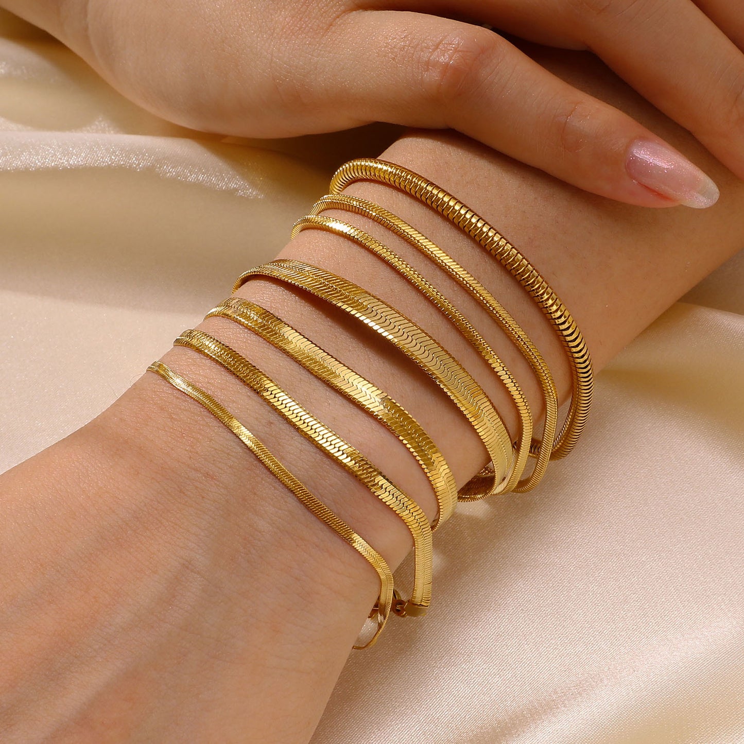 Stainless Steel Bracelet 18K Gold Women's Blade Chain