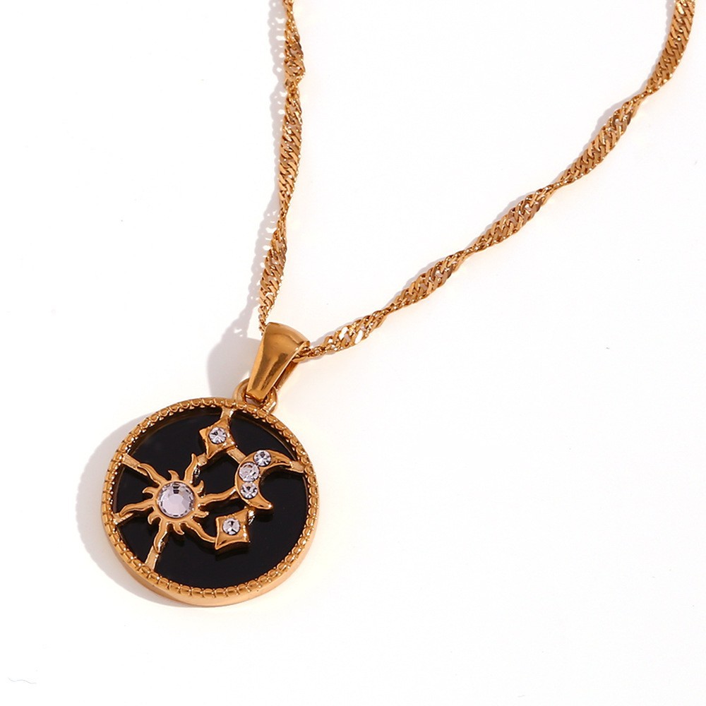 Titanium Steel Pendant Stainless Steel 18K Gold Plated Sun Star Love Heart Necklace For Women