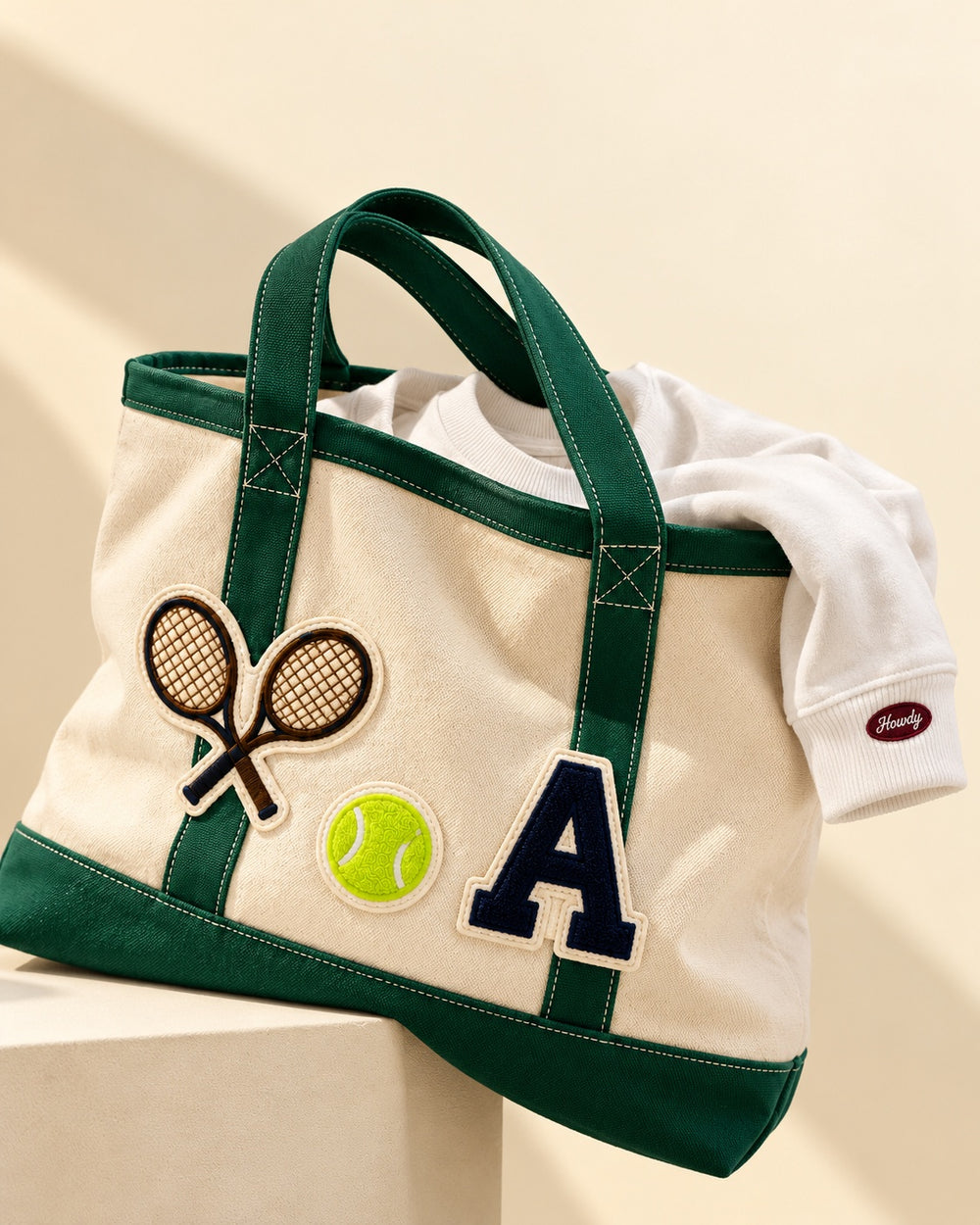 The Everyday Tote in Natural & Green